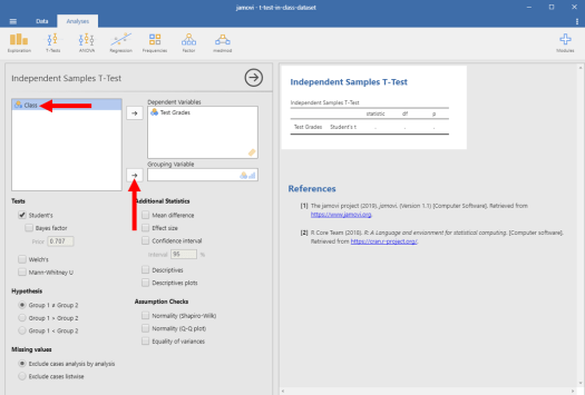 Two-Sample T-Test in Jamovi 6