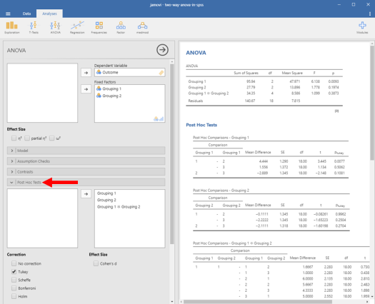 Two-Way ANOVA in Jamovi 11
