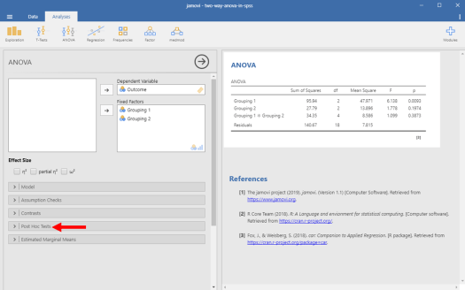 Two-Way ANOVA in Jamovi 7