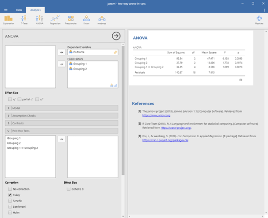 Two-Way ANOVA in Jamovi 8
