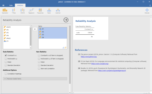 Cronbach's Alpha in Jamovi 7 - Correct